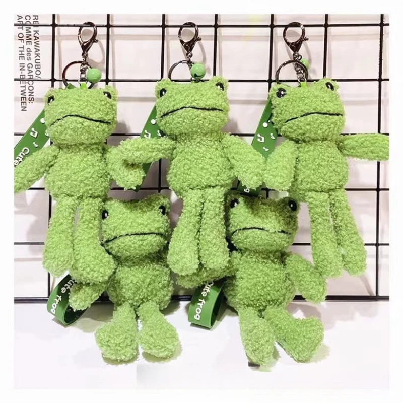 Hot Selling Green Plush Frog Doll Buckle Rope Creative Cute Little Frog Bag Keychain Pendant