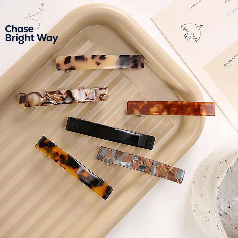 Elegant Leopard Hair Clips Acetate Vintage French Hairpin Colorful Geometric Marble Spring Clips Simple Fashion Hair Accessories