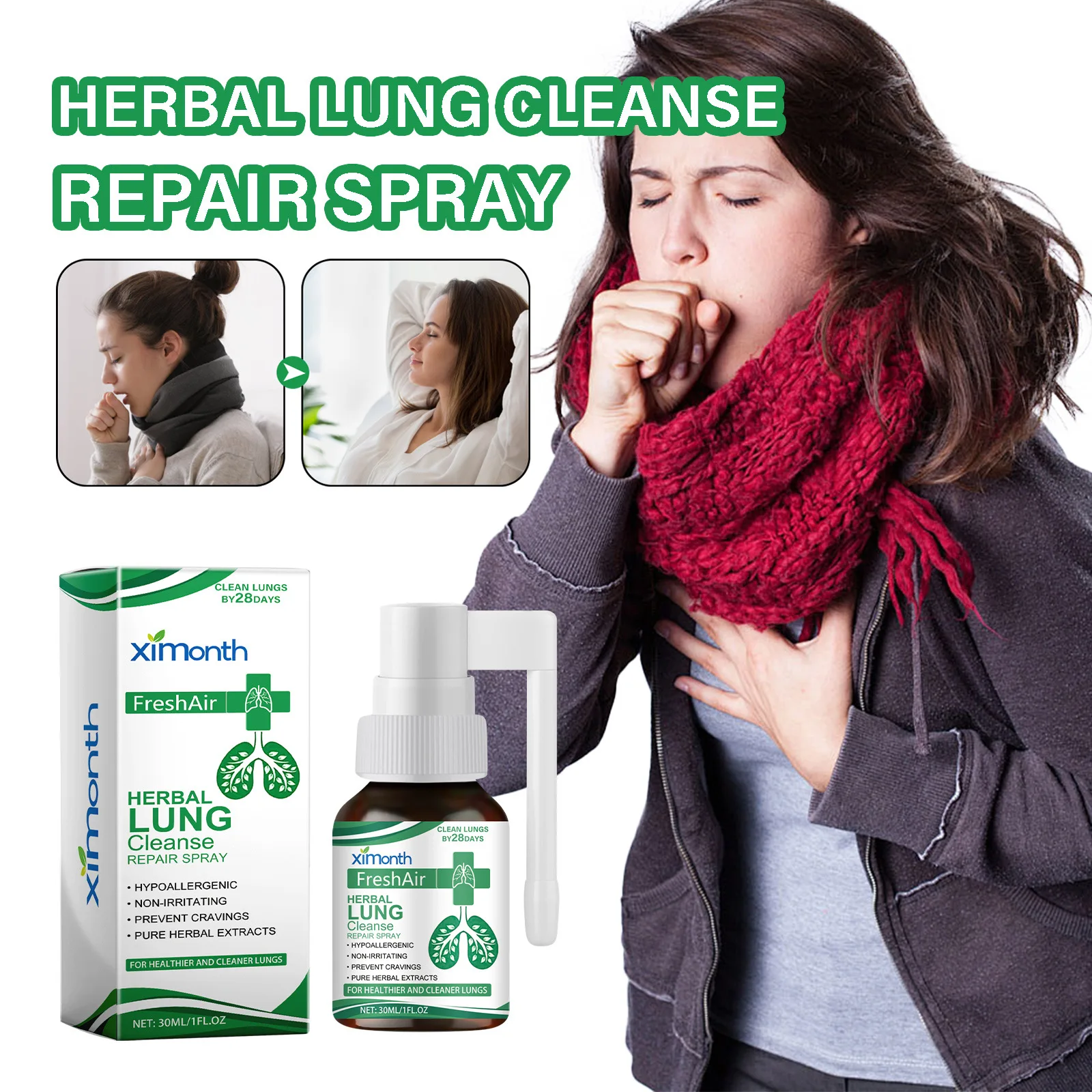 Lung Cleansing Spray Cough Asthma Treatment Relieve Throat Itchy Discomfort Anti Inflammation Lung Detoxification Herbal Liquid