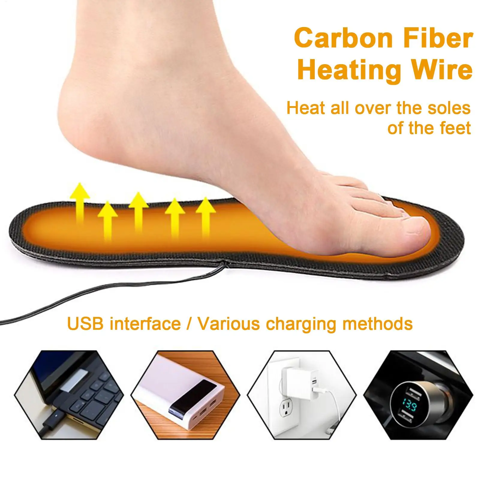 Heated Insoles for Ski Boots Winter Electric Foot Warmers Heating Shoe Pads For Outdoor Camping Skiing Office Use