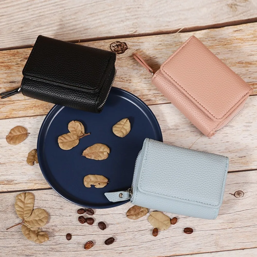 Creative Mini Women Short Wallet Large Capacity PU Leather Small Coin Wallet with Zipper Zero Wallet Women Purse