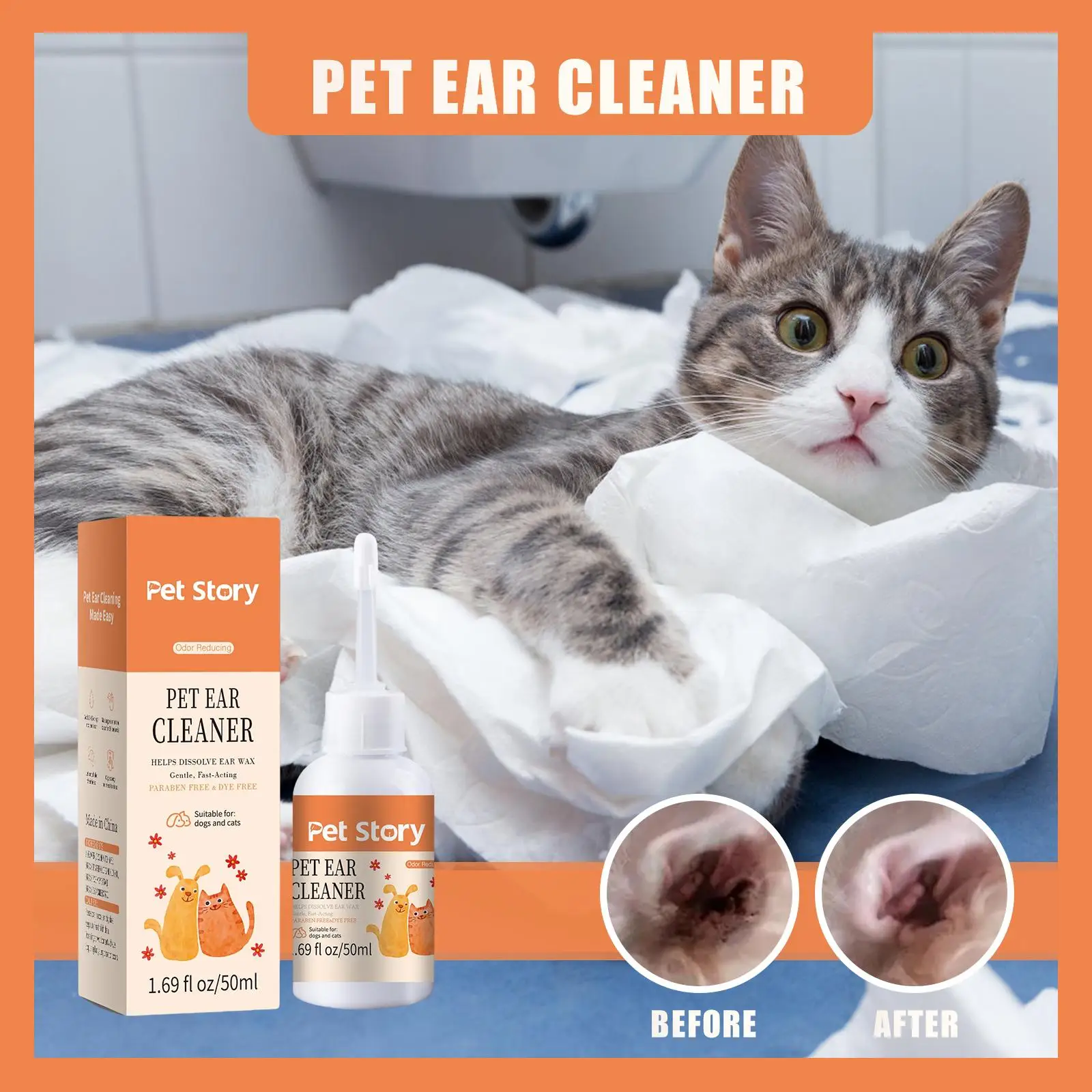 

Pet Ear Drops For Cat Dog Ear Cleaner Removes Ear Mites Relieve Itching Pet Cleaning Supplies