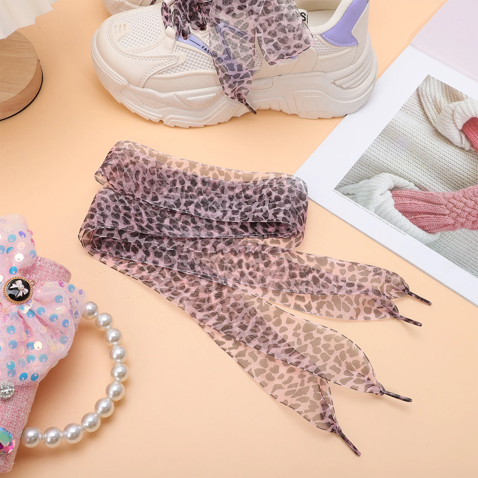 

2pcs Wide Shoe Laces Leopard Print Flat Shoelaces For Sneakers Boots Dress Shoes Replacement Ribbons Cheetah Patterned