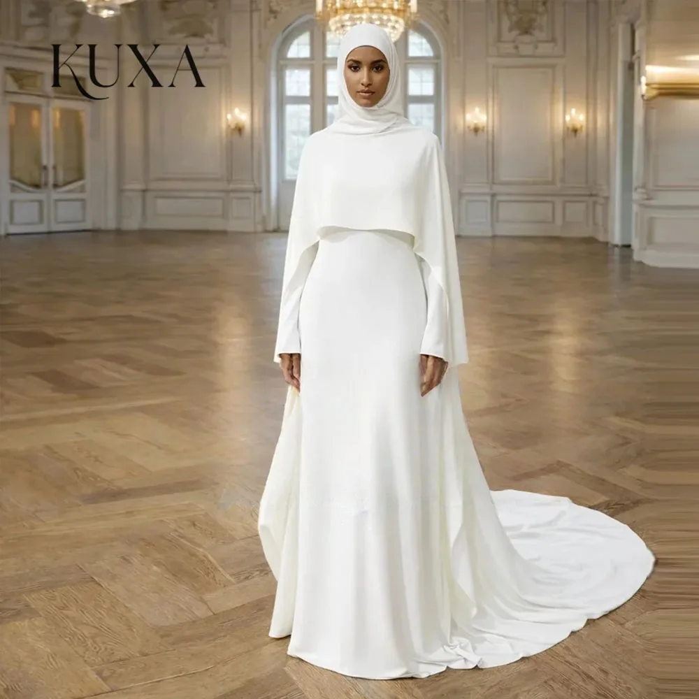 KUXA Arabische Schlichte Hochzeitskleider Lange Ärmellosenkleider A-Linie O-Ausschnitt Muslimische Schlichte Bodenlange Maßgeschneiderte Brautkleider 2026
