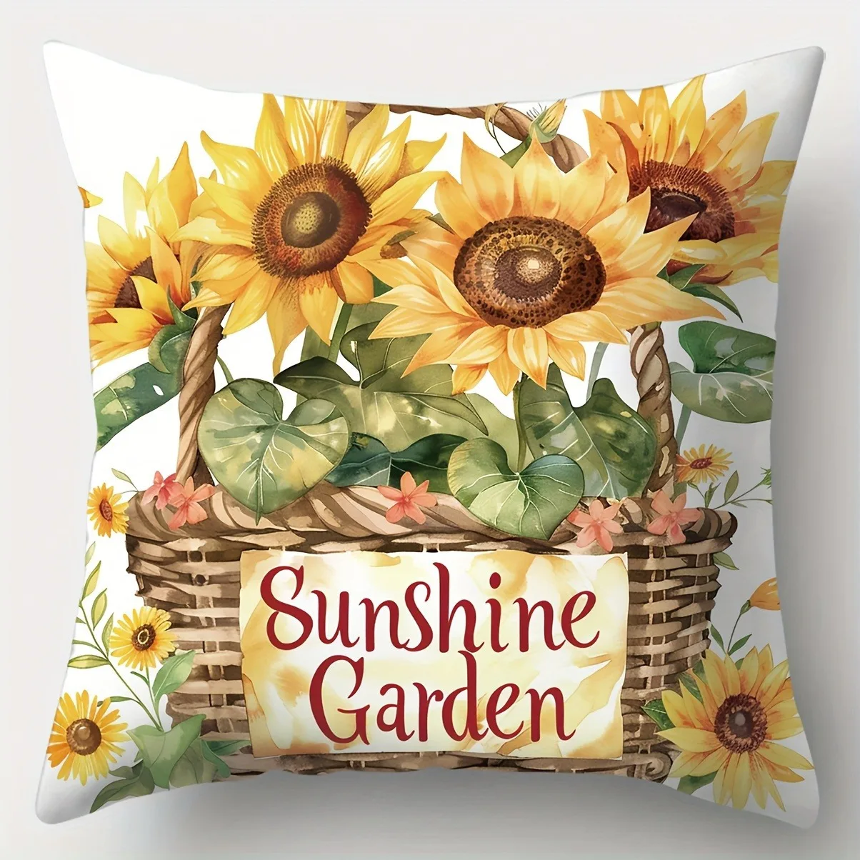 Home Decor Sunshine Garden Sunflowers Bicycle Throw Pillow Pattern Cushion Cover Suitable for Sofa Bedroom Car Pillow Cover