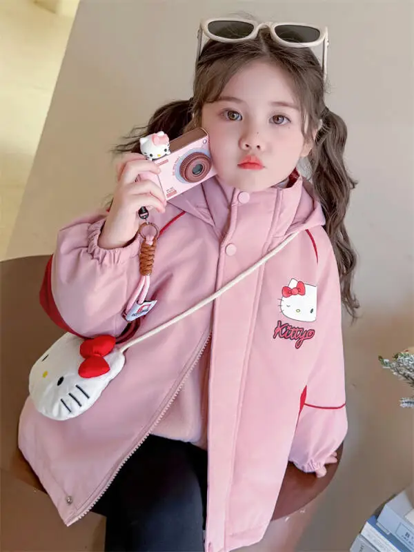 

Sanrio Girls' Quilted Jacket Jacket Suit Winter Hello Kitty 2025 New Children's Style Winter Baby Three-In-One Cotton Clothing