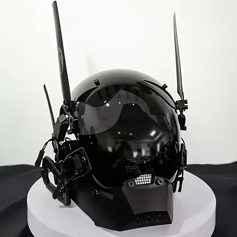 Mechanical LED Helmet Light Up Rechargeable Cosplay Mask Unisex For Halloween Bar Rave Party Gift Casco LED