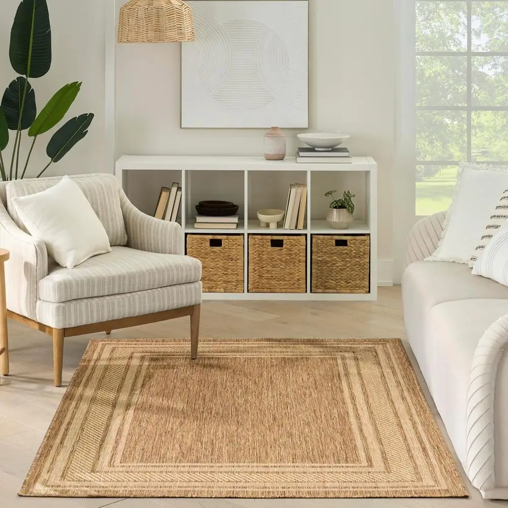 

Indoor/Outdoor Natural-Style 5' x 7' Rug - Low Maintenance, Non-Shedding, Suitable for Bedroom, Living Room, Dining Area, Kitche
