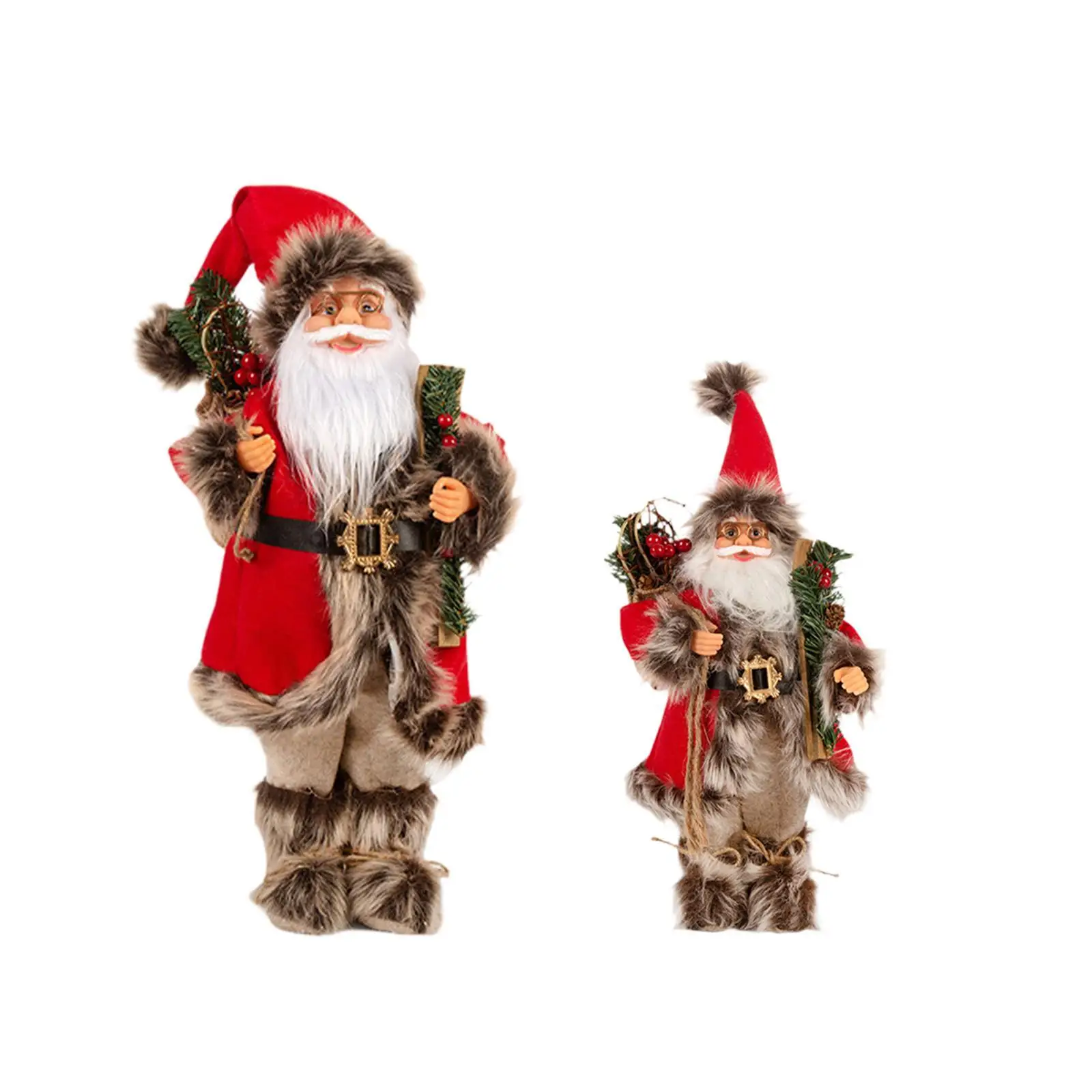 Standing Doll Statue Santa Claus Figure for Bookshelf Living Room Desktop