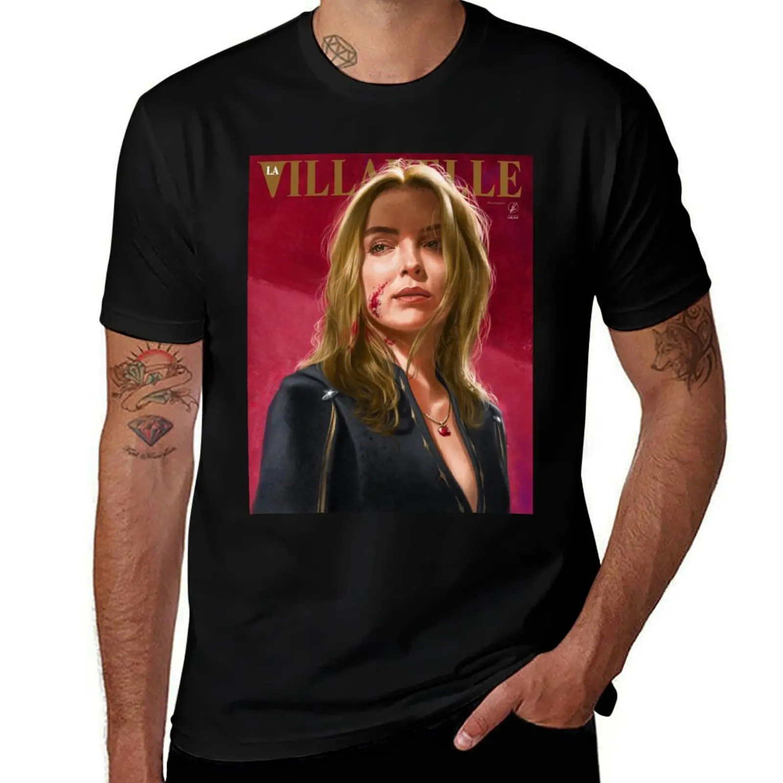 Villanelle Painted Portrait T-Shirt Plus Size Outdoor Casual Top T-Shirt