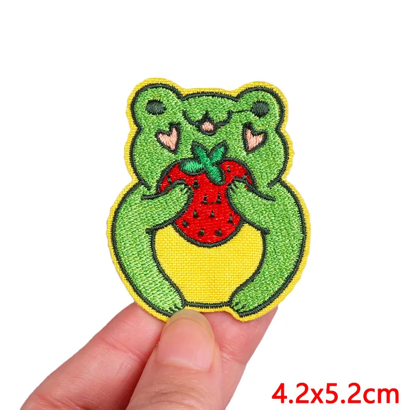 Animal Patch Cartoon Embroidered Patches For Clothing Iron On Patches On Kids Clothes Applique Sticker Cat Duck Frog Patch Badge