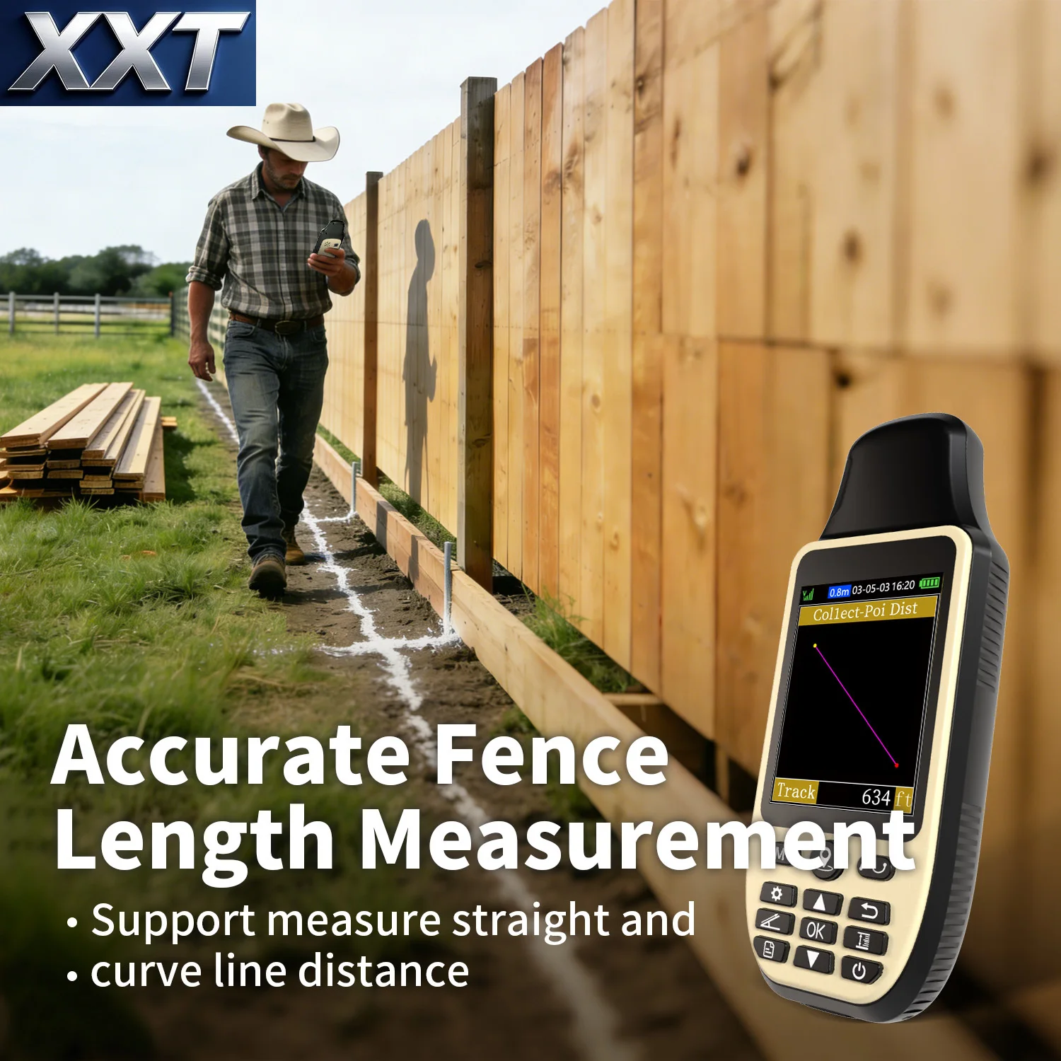 XXT Handheld GPS Land Area Meter ZL660 3.2-inch Color Screen Coordinate Storage Land Surveying Device