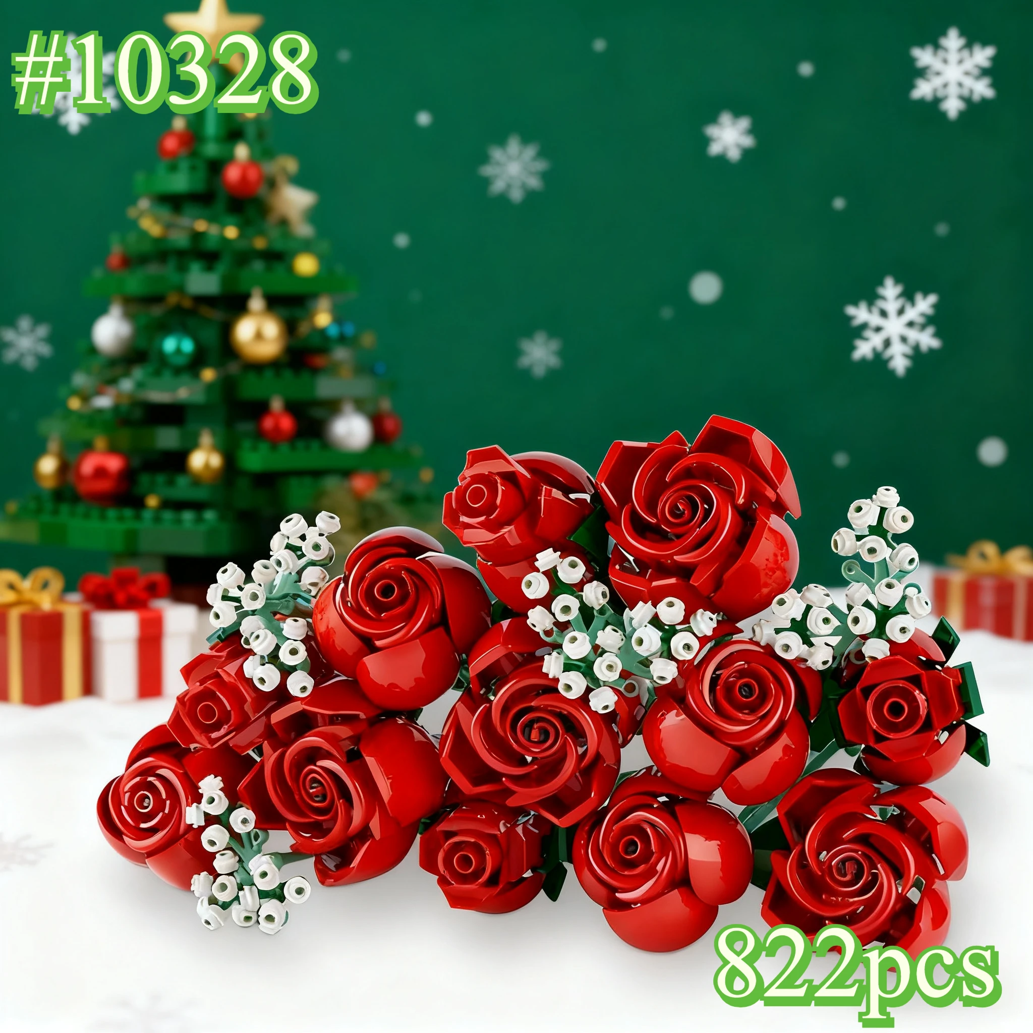 باقة الورود المزهرة مجموعات مكعبات البناء 10328 متوافقة مع جزيئات Lego مناسبة لهدايا عيد الميلاد 822 قطعة