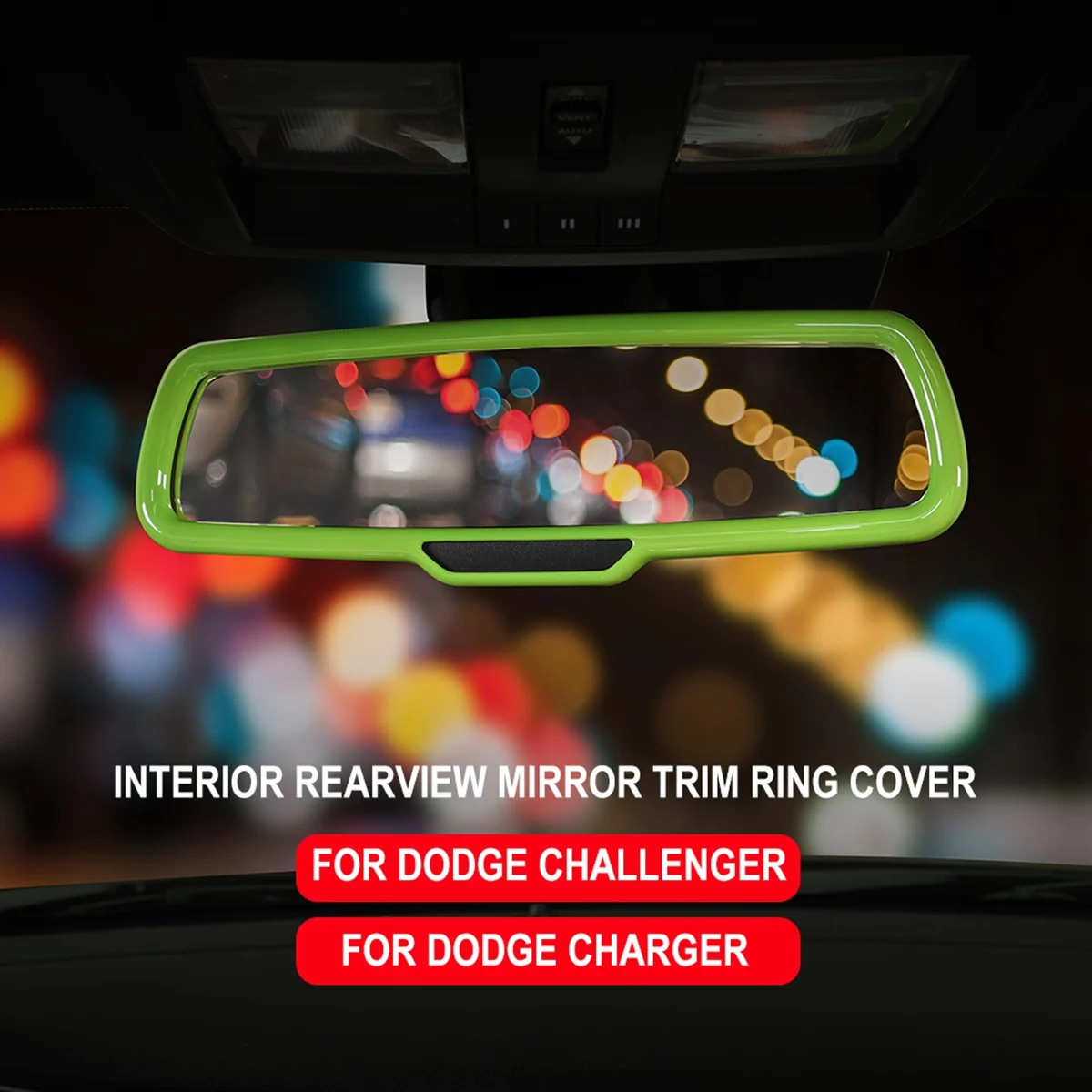 Car Inner Rear View Mirror Cover Frame Trim ABS Interior Accessories for Dodge Challenger Charger RAM