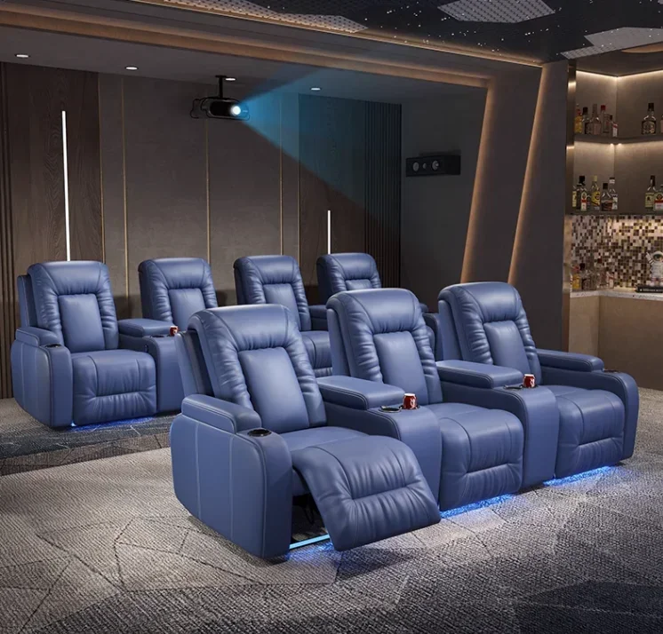 Villa viewing electric sofa leather private home theater video room video room retractable function seat