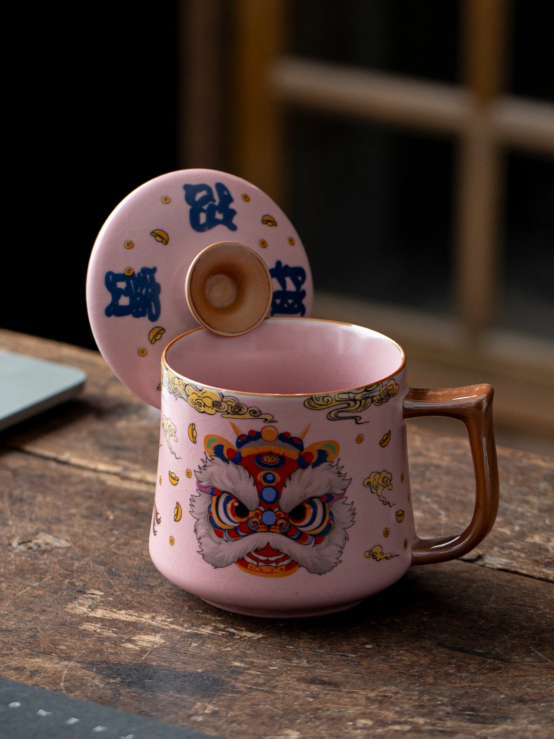 

Ruyao Cerc Mugs Large Capaci Tea Cups Office Drinking Cups with Lid Vintage Sle Handmade Tea Set for Busin Use