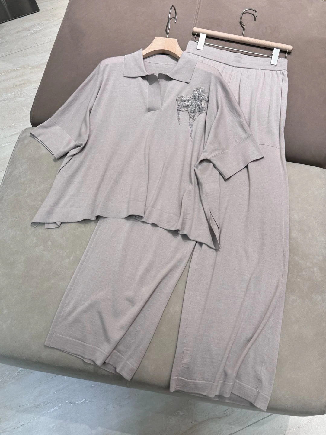 Spring summer loose casual knitted suit for women