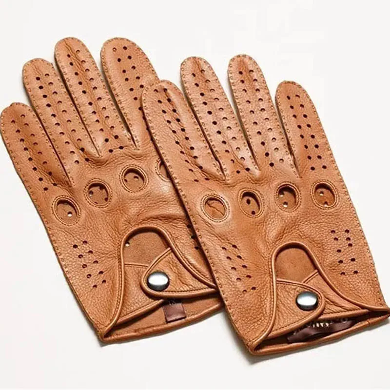 New Arrival Luxury Mens Genuine Leather Gloves Sheepskin Gloves Fashion Man Breathable Driving Gloves For Male Mittens