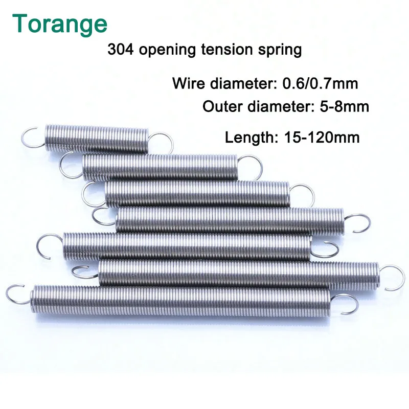 S hook 304 stainless steel spiral tension spring wire diameter 0.6/0.7mm Length: 15-120mm