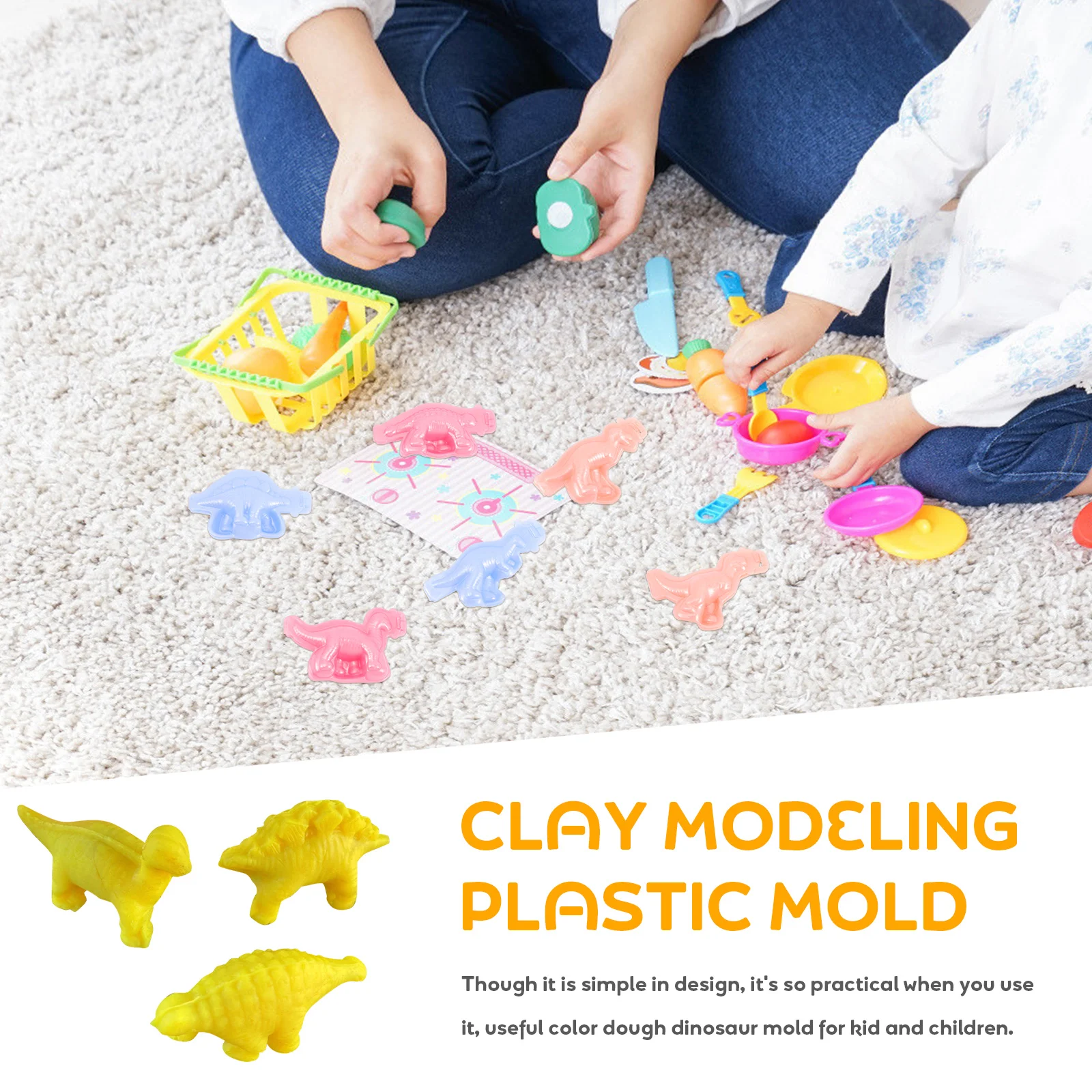 Moules en plastique dinosaure, ensemble de pâte de couleur pour enfants, bricolage créatif, modélisation d'argile, couleurs vives, Non collant, fiable, 18 pièces