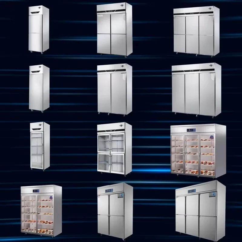Commercial Freezers Two-Door Stainless Steel Upright Freezer Upright Refrigerator Restaurant Refrigeration Equipment