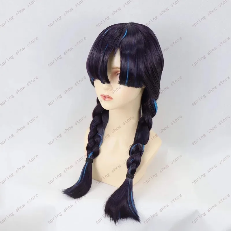DY20Rivals Psylocke Blood Kariudo 코스프레 의상 합성 머리 중간 길이 검정색 보라색 할로윈 파티 Wig25