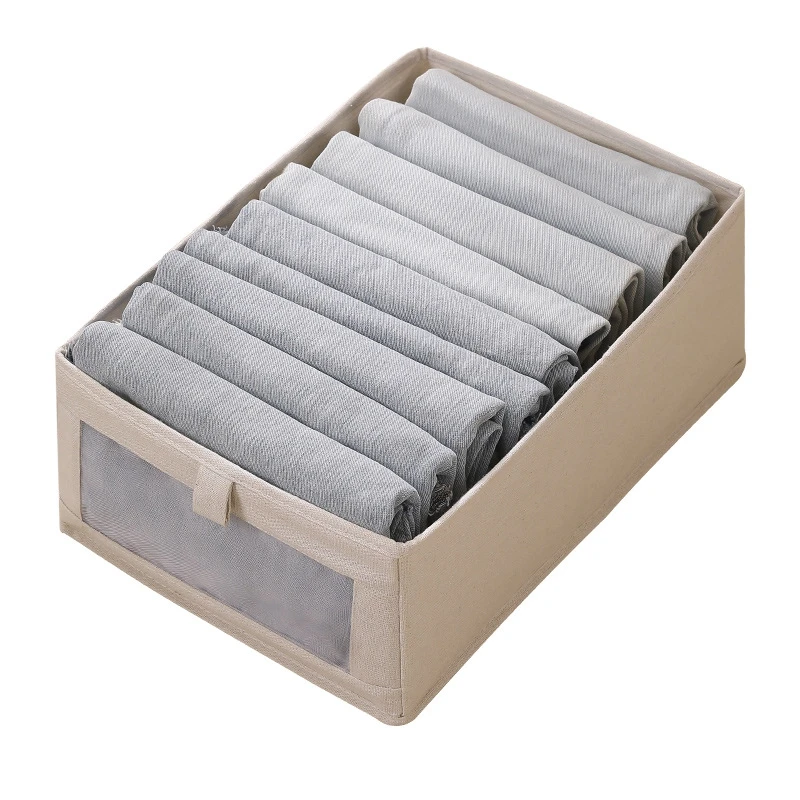 4 Pack Storage Bins, Storage Containers for Organizing Clothing, Jeans,Closet - Closet Organizers and Storage Beige-A14I