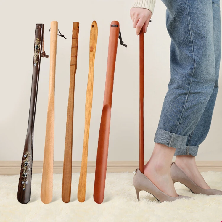 Solid Wood Shoe Puller Household Shoe Wearing Tool Shoes Lifting Tool Shoe Handle Luxury Shoes Picking Tool Shoes Pulling Rod