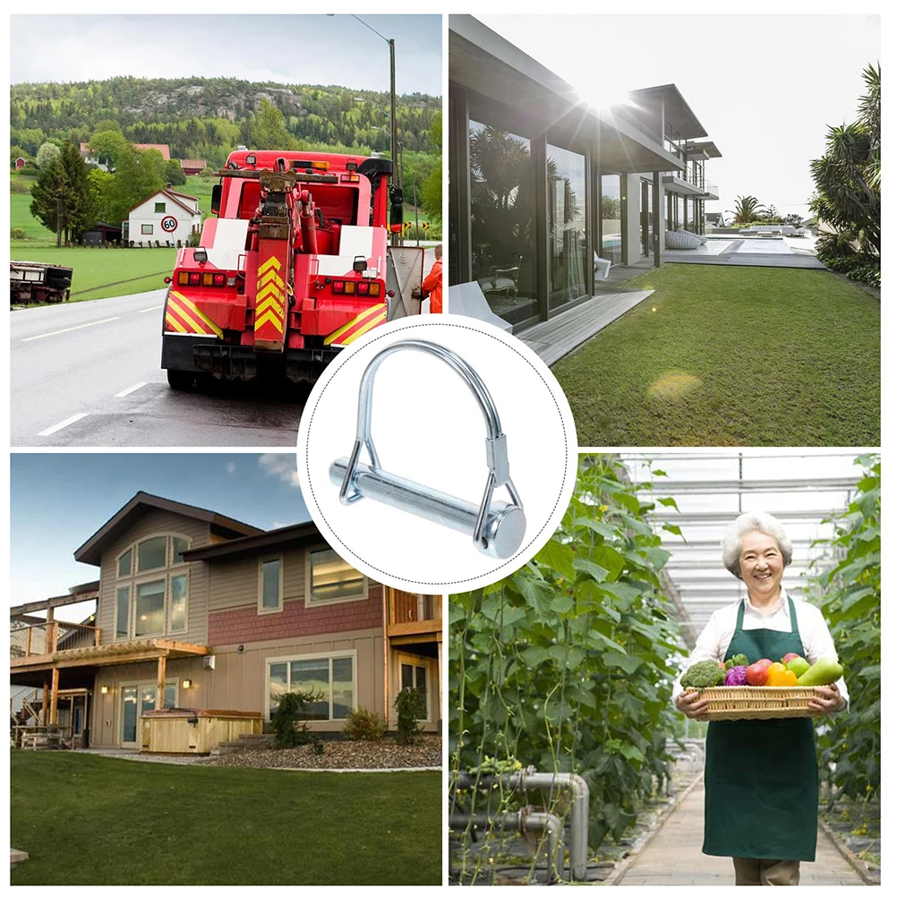 สลักล็อคสายไฟแบบหนัก 8 ชิ้น สำหรับยึดตำแหน่งเพลาลากจูงรถพ่วง สีเงิน อุปกรณ์เสริมสำหรับการลากจูง