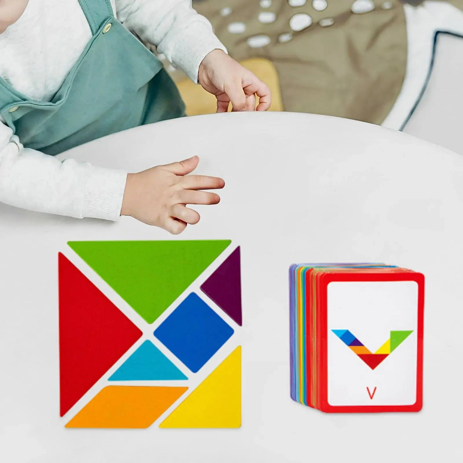 Puzzle Tangram en bois coloré, jeu de QI logique 3D, jouet en bois Montessori