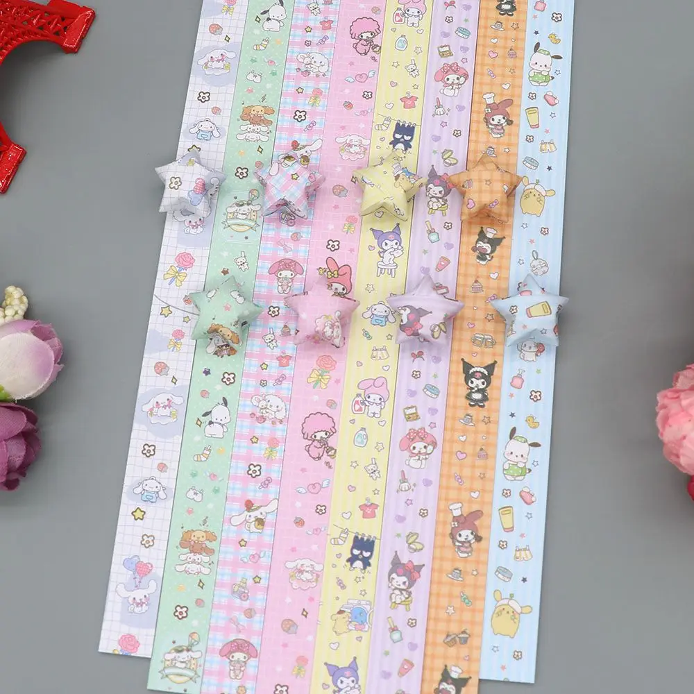 Sanrio Hello Kitty Kartun Bintang Bar Buatan Tangan Bahan Berharap Bintang Lipat Strip Panjang Kertas Berharap Botol DIY