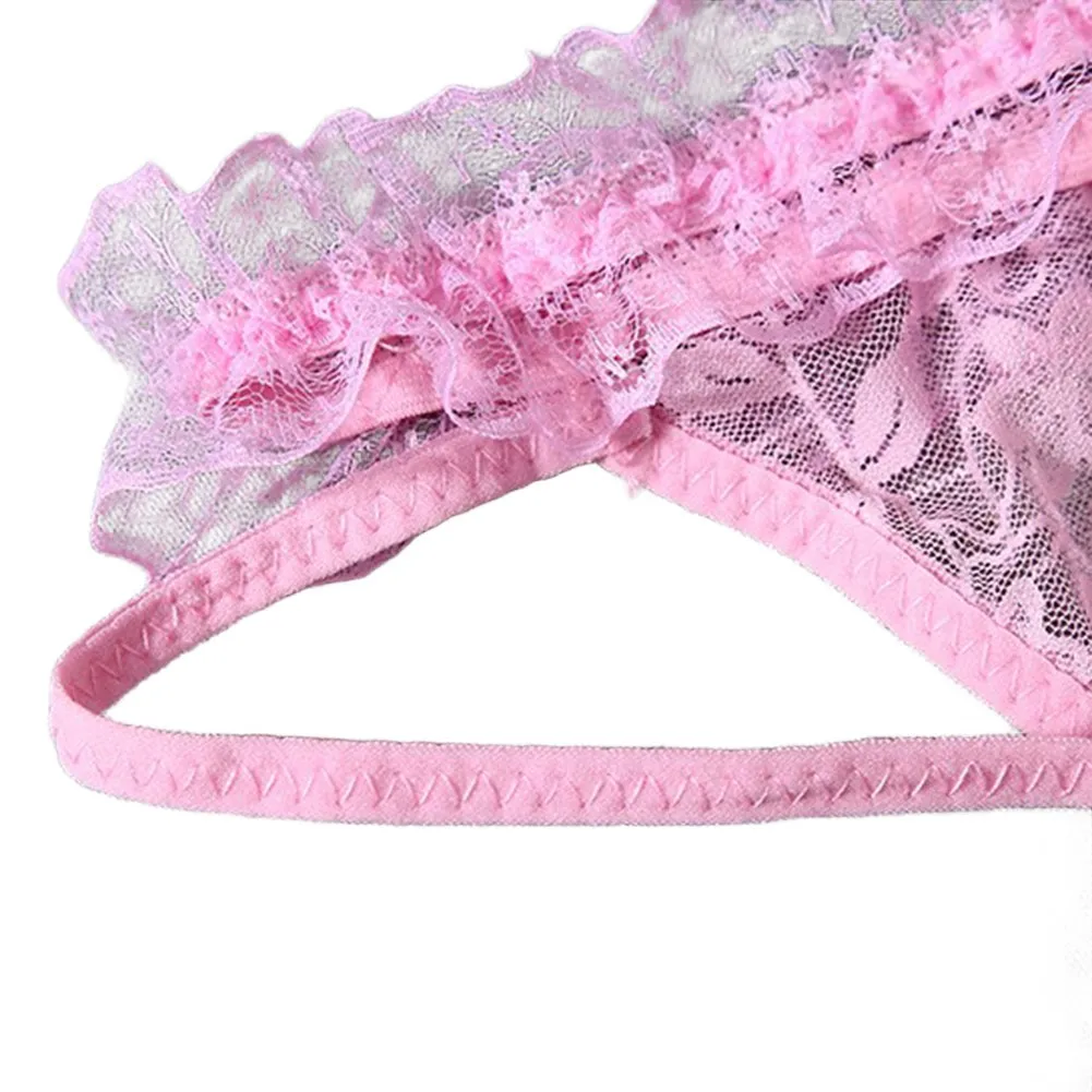 Men Sexy See Through Thongs Briefs Lace Elastic G-strings Hollow Lingerie Underwear Sissy Erotic Panties U Pouch