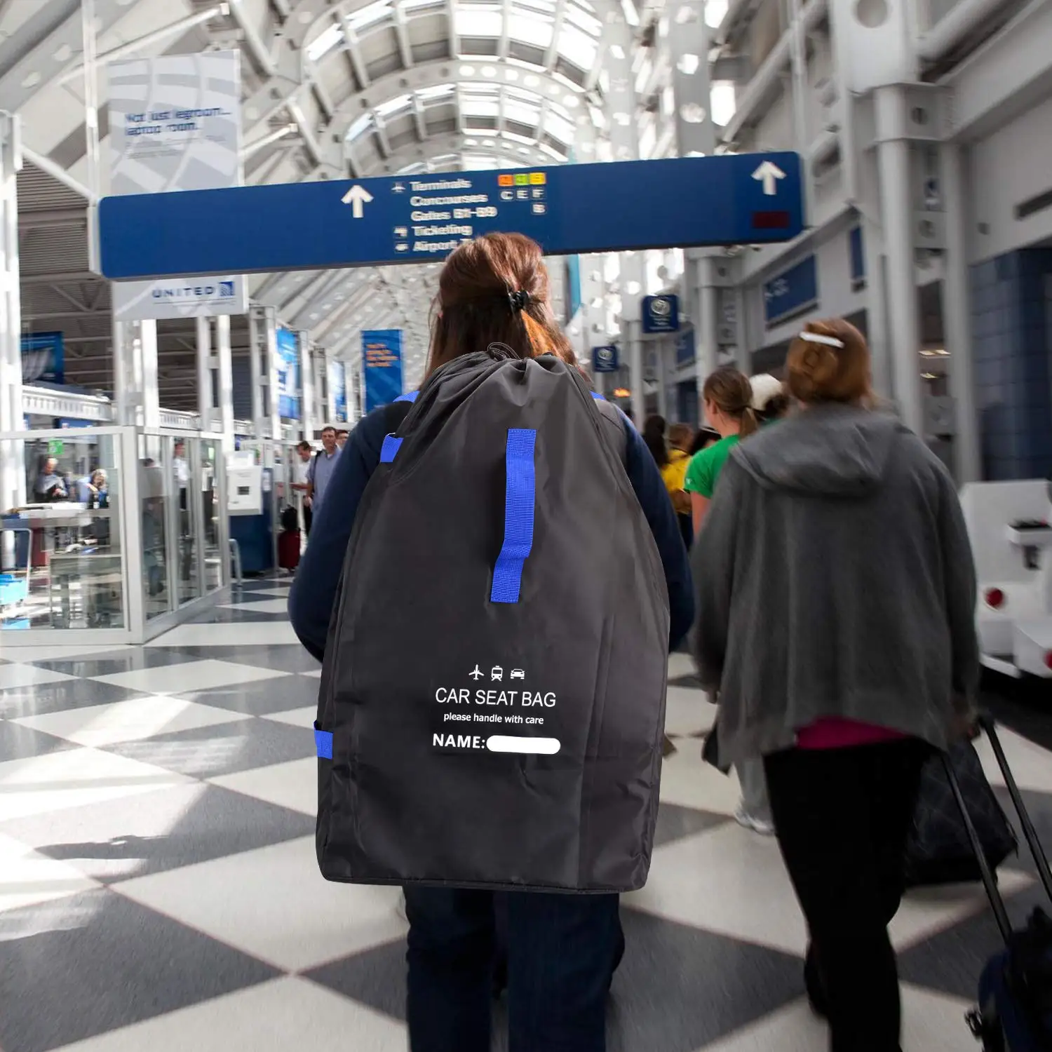 Bolsa de viagem para assento de carro, mochila acolchoada ajustável para assentos de carro, sacola de viagem, verificação ideal de portão para viagens aéreas e assento de carro