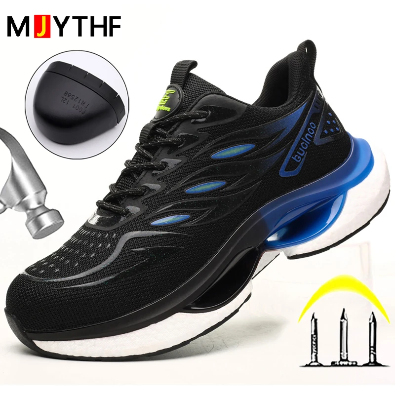 Fashion Security Men Sport Shoes Work Boots Safety Steel Toe Shoes Men Puncture-Proof Safety Shoes Lightweight Protective Shoes