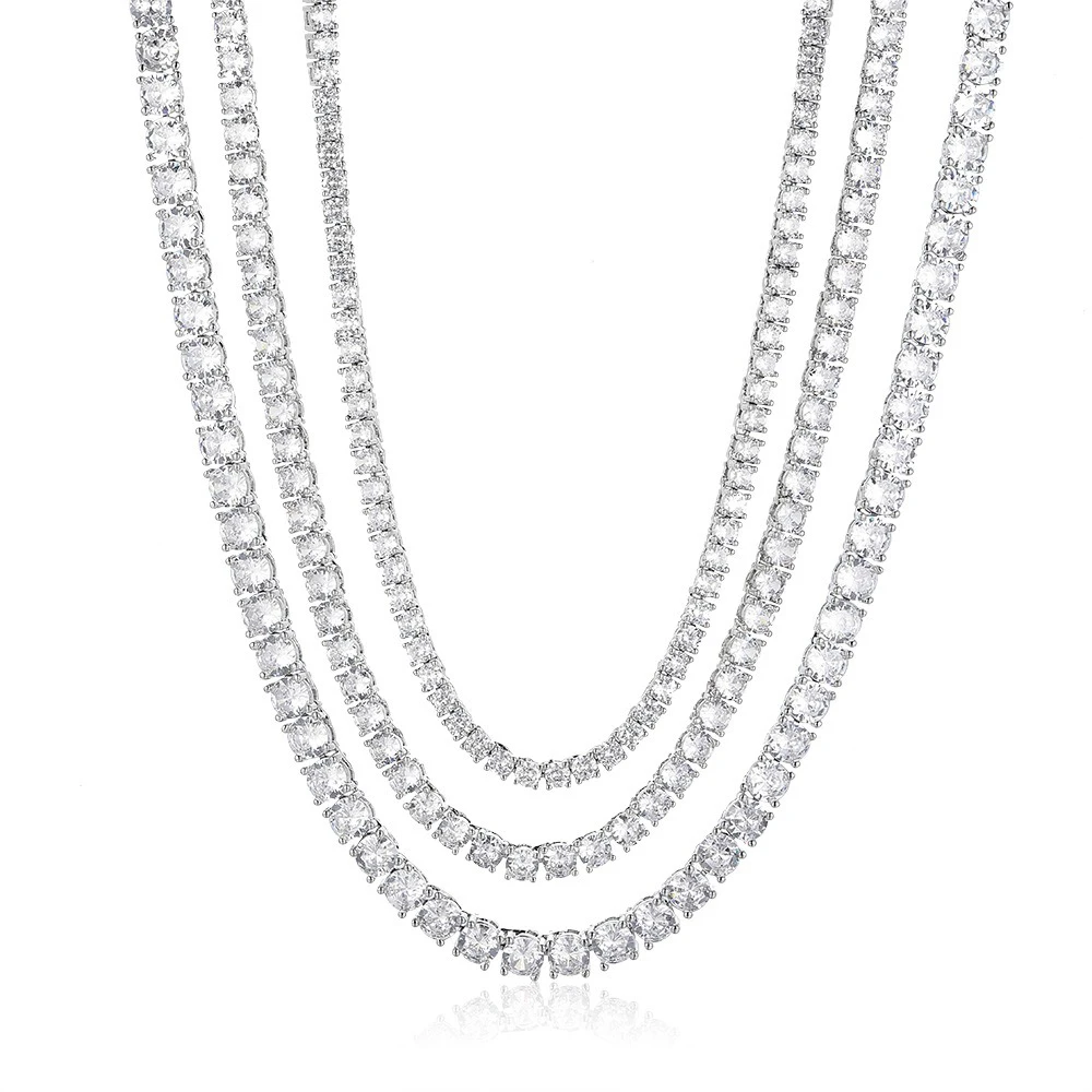 SEMNI 3mm 4mm 5mm Moissanite Diamond Tennis Necklace for Women Men 925 Sterling Silver Luxury Fine Jewelry Sparkling Diamond