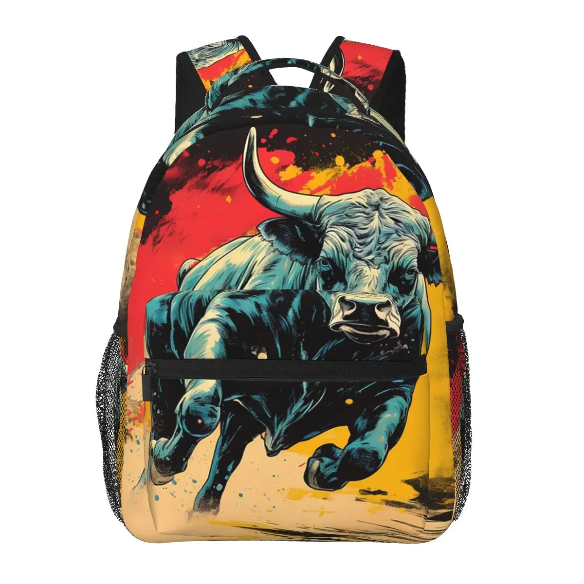 Bull Are Running On The Field Student Backpack School Bag Hiking Travel Daypack for Men Women Fashion Bookbag Shoulder Bags