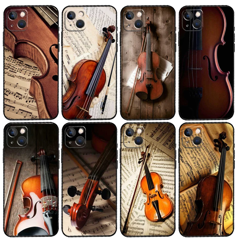 Elegant Violins Bow Sheet Music Phone Case For iPhone 17 Pro Max 14 13 12 11 15 16 Pro Max mini 15 Plus 16e 17 Air Cover