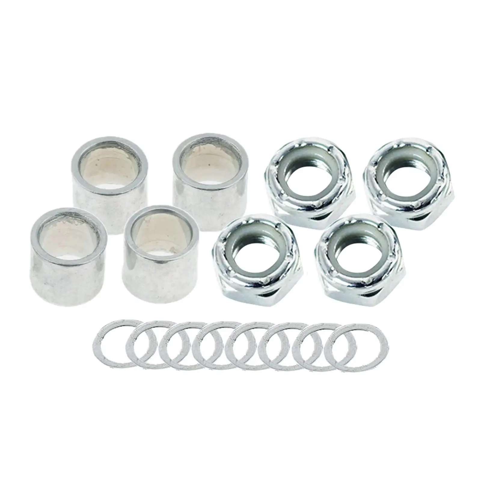 2x Skateboard Truck Axle Washers Spacers Nuts Longboard Hardware Silver