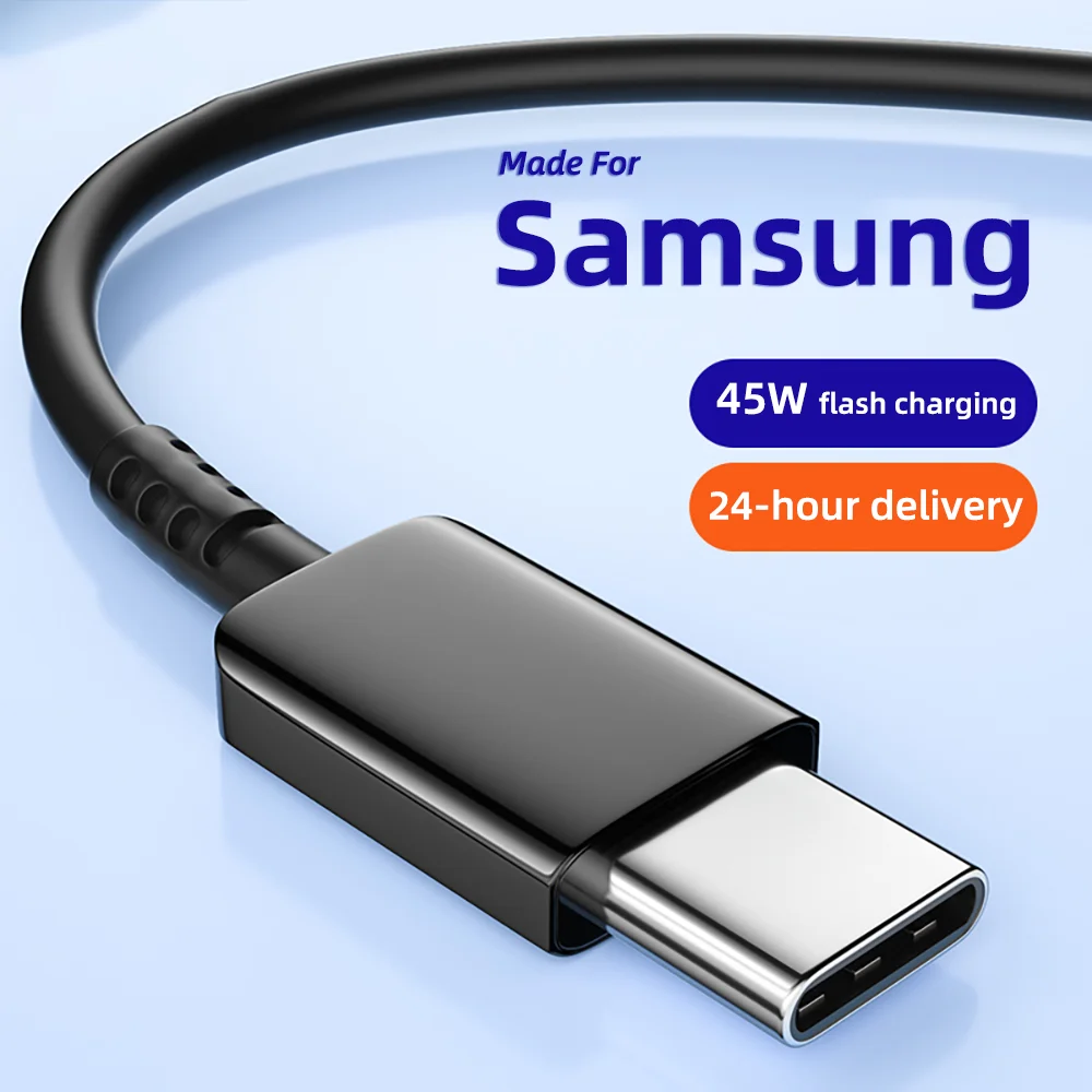 PD 45 واط 25 واط USB نوع C إلى C كابل شحن سريع لسامسونج غالاكسي S22 S23 S24 S25 زائد ملاحظة الترا A53 A54 A55 كابل بيانات الشحن