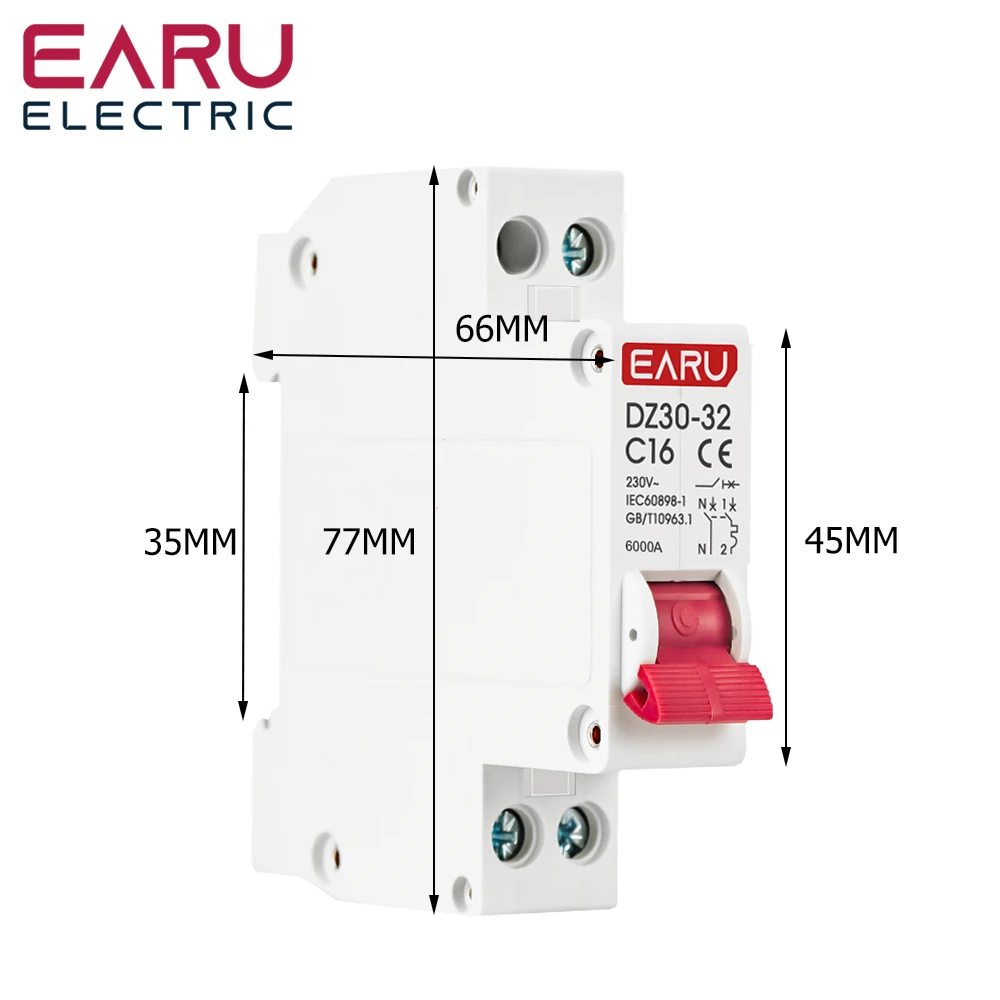 DZ30-32 DPN 1P+N Mini Circuit Breaker MCB 6A 10A 16A 20A 25A 32A Din Rail Mounting Cutout Miniature Household Air Switch OEM DIY