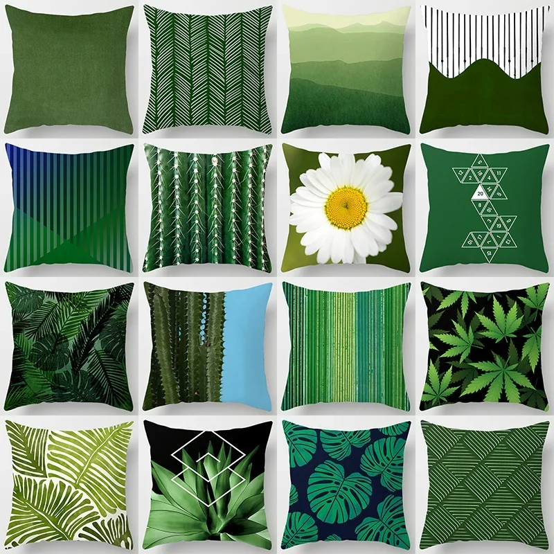 

Home Decoration Green Plant Flower Printing Poly Poly Pillow Pillow Sofa Sofa Cushion Cushion Room Decoration funda de almohada