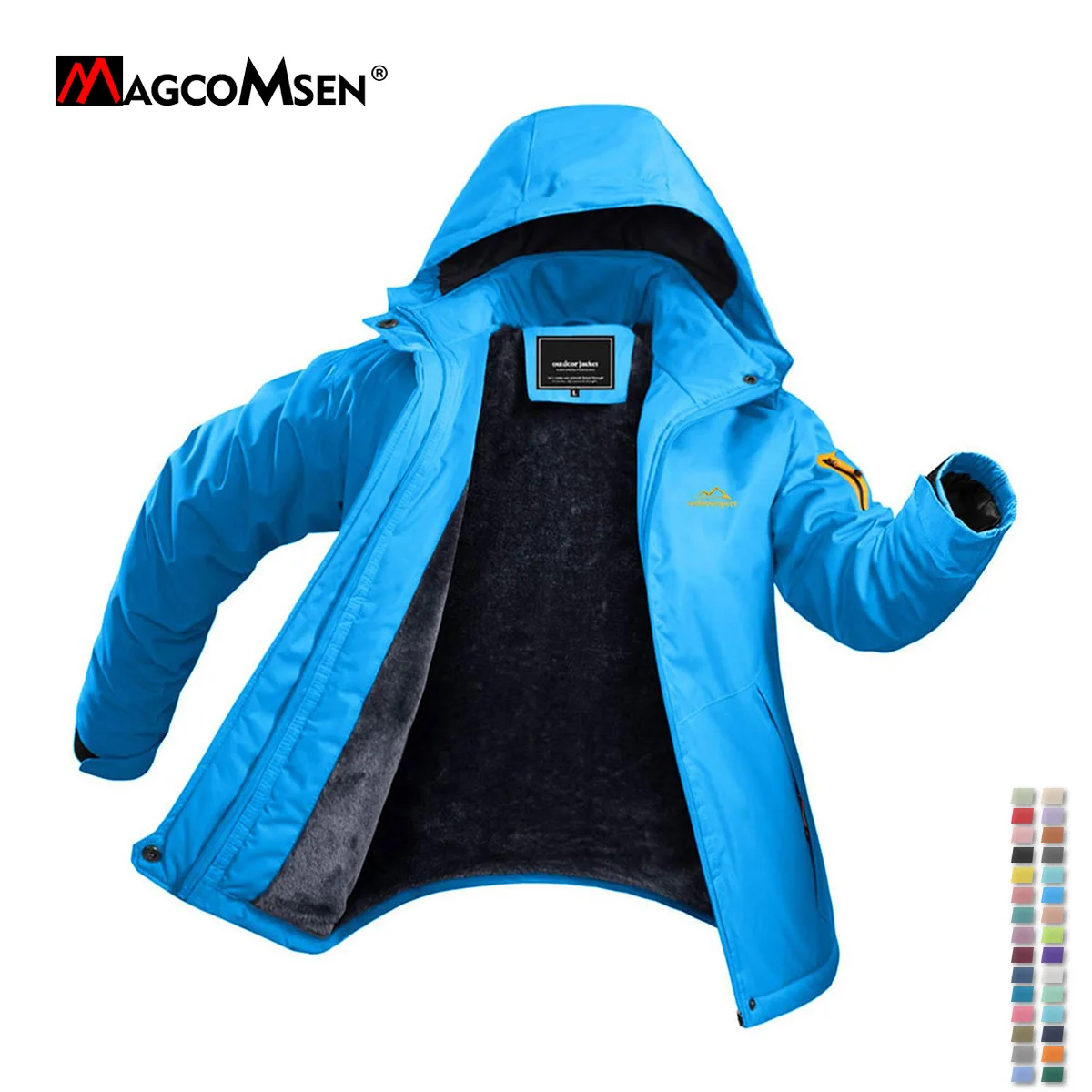 MAGCOMSEN Women's Winter Waterproof Ski Jackets Warm Fleeced Ladies Hiking Coats Snowboarding Jacket with Detachable Hood