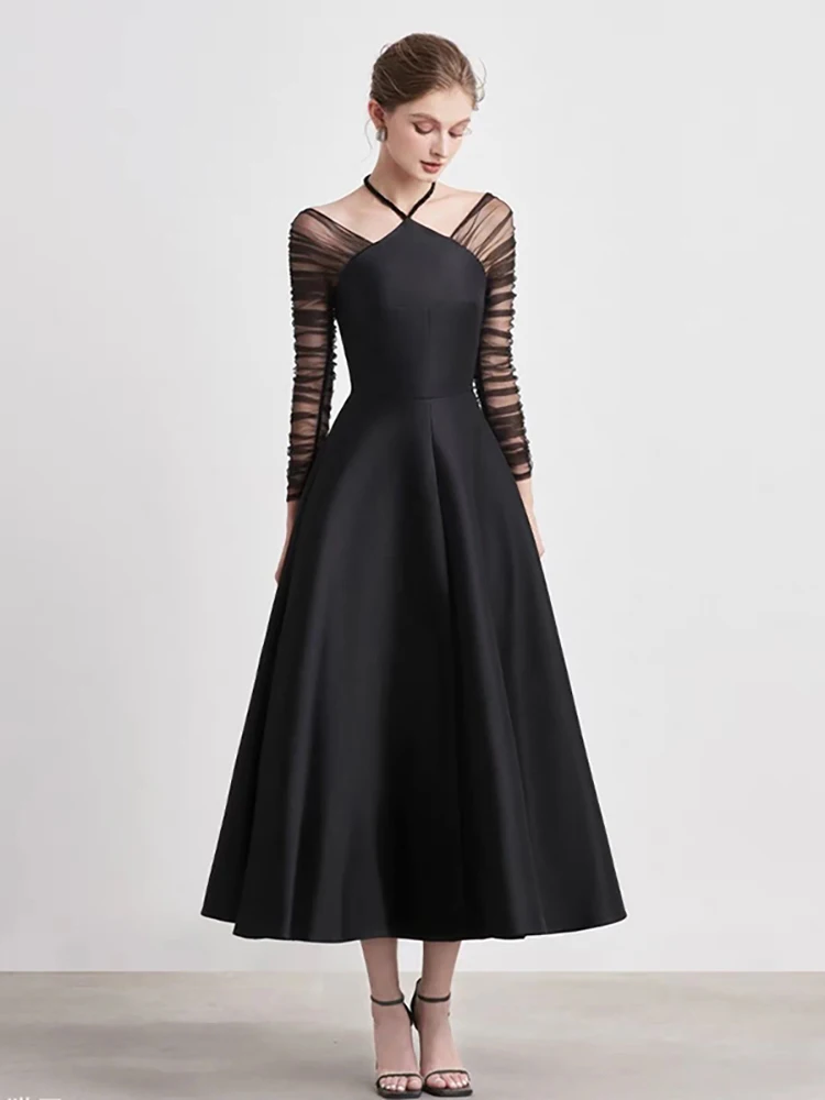 DEAT-Robe de Soirée en Maille à Manches sulfpour Femme, Dos aux, Rétraction de la Taille, Fermeture Éclair, Slim, Nouvelle Mode Été 2024, 13DB3948