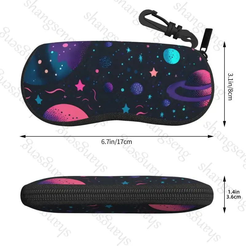 Estuche para gafas con estampado de dibujos animados Cosmic Sky, estuche portátil con cremallera, carcasa suave, adecuado para almacenamiento de cosméticos