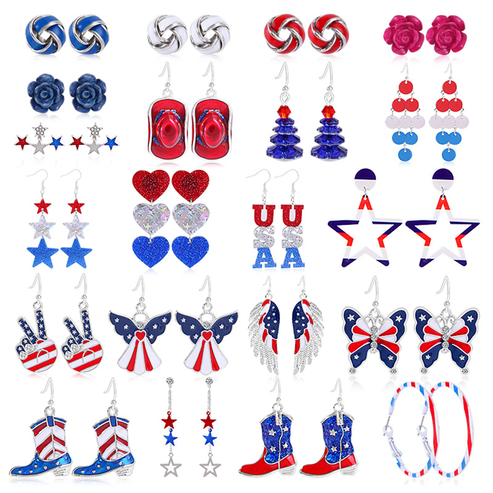 

American Flag Earrings For Women Independence Day Star Shaped Butterfly Earrings 4th Of July Star Flag Striped Fashion Earrings