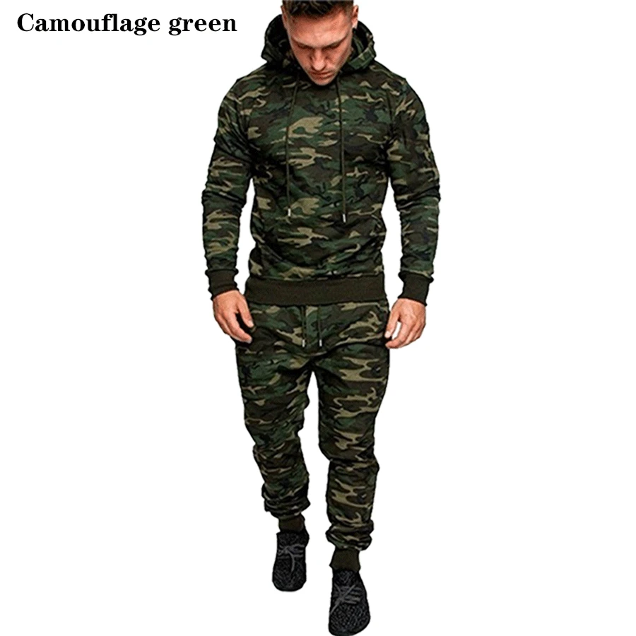 High Quality Camouflage Tracksuit for Men Fashion Brand Sports Wear Autumn Warm Outfit Sets S-4XL Plus Size Hoodie Suit