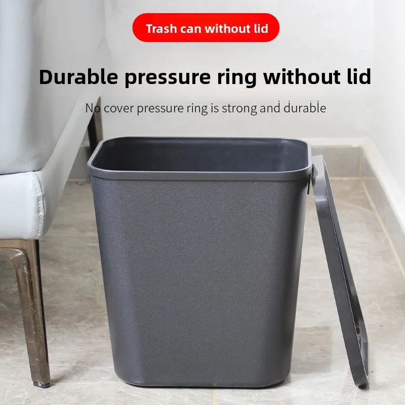 

Утолщенное квадратное черное огнестойкое мусорное ведро для ванной комнаты отеля, туалета, дома, KTV, современный стиль, пластик, антибактериальное