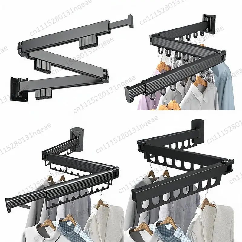 Balcony Wall Hanging Folding Drying Rack Telescopic Storage Space Saving
