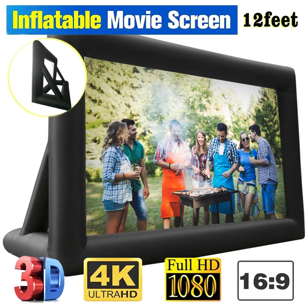 10FT 12FT Fast Shipping Outdoor Inflatable Blow Up Projection Home Theater  Movie Screen