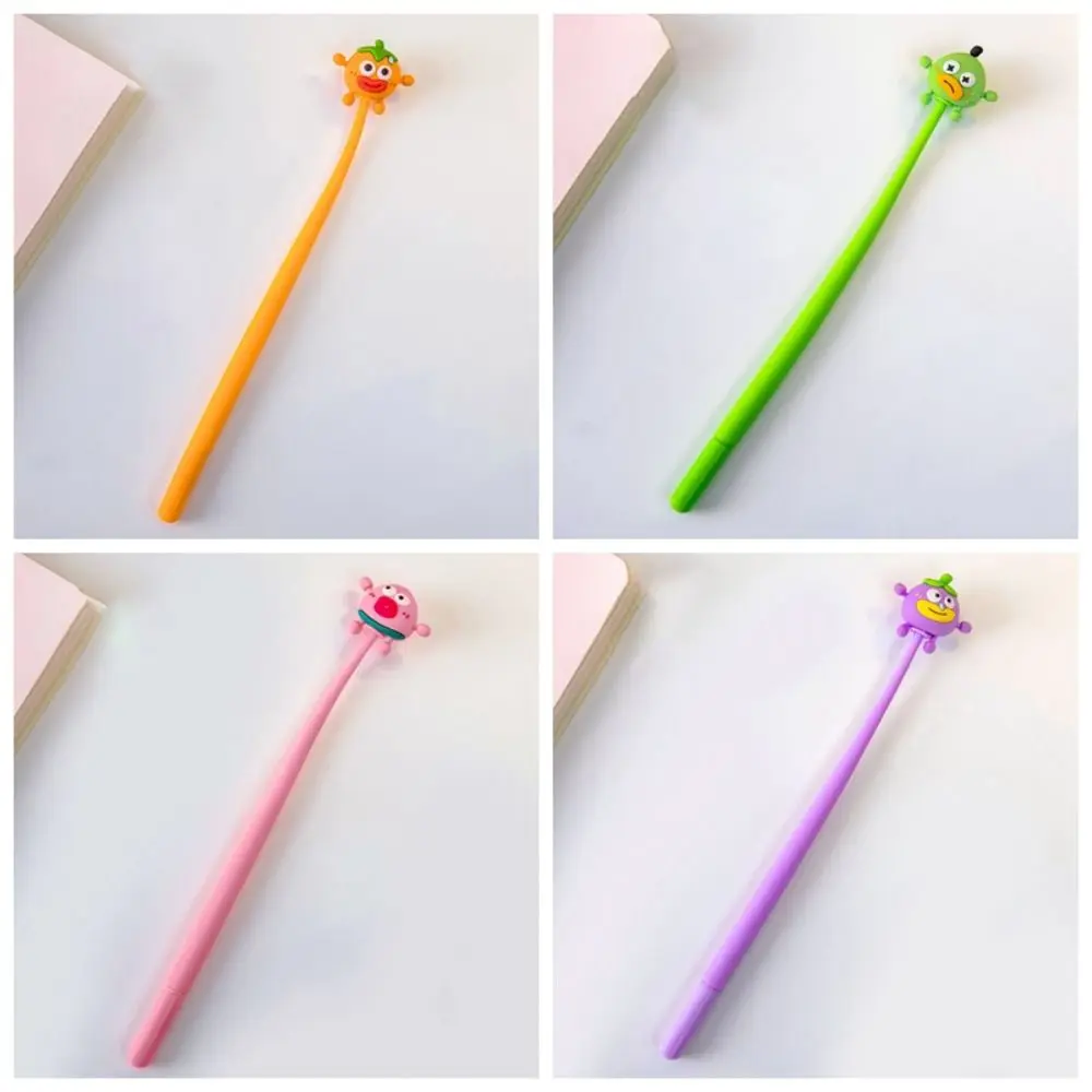 5 Pcs Portable Cute Cartoon Neuter Pen Creative Soft Signature Pen Silicone Durable Shake Pen Writing